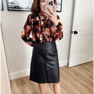 Womens Leather Skirt Black Size 4 Soft Minimal A-Line Vintage 90s Y2K Rare